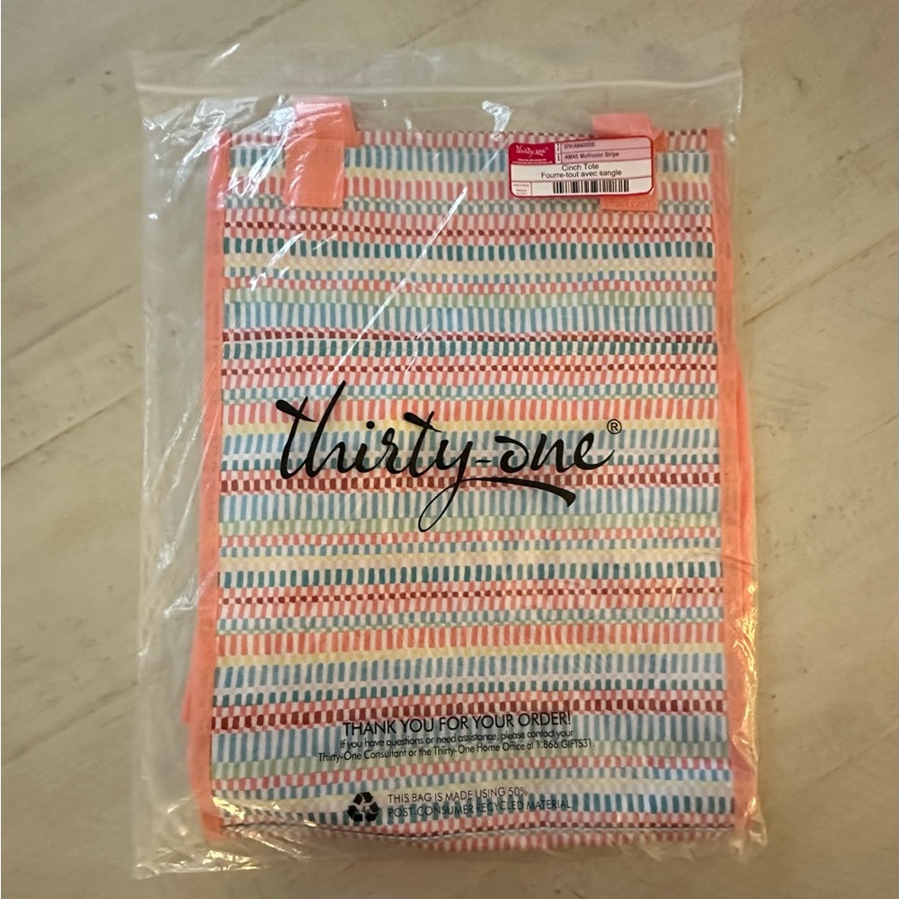 Thirty-One Striped Cinch Tote